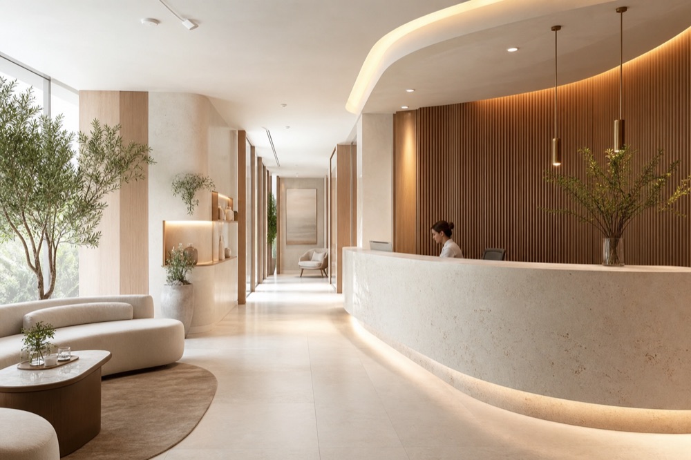 Concept di una reception clinica contemporanea