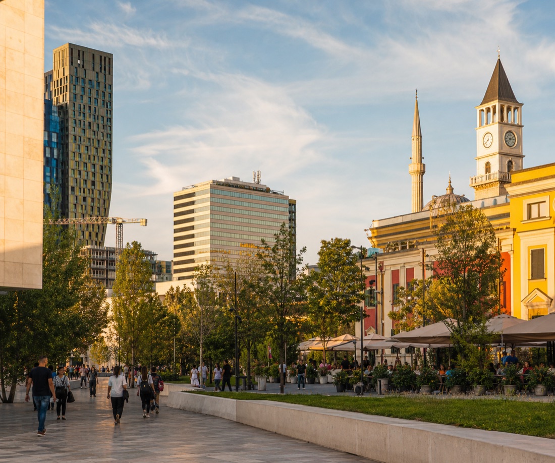 Vista concettuale del centro di Tirana, Albania